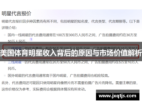 美国体育明星收入背后的原因与市场价值解析